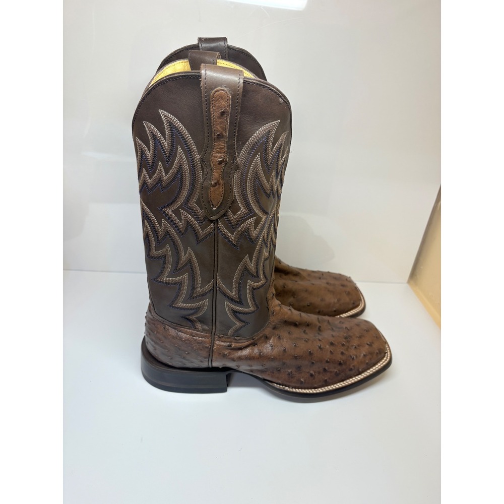 Cavenders Rafter C Mens 10.5D Full Quill Ostrich Cowboy Boots Kanga Tobacco